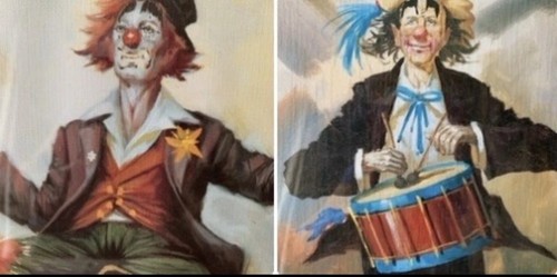 Vintage matching pair clown - matching,