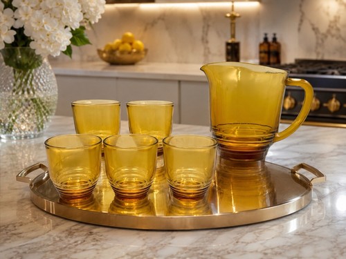 Vintage amber glass pitcher - amber,