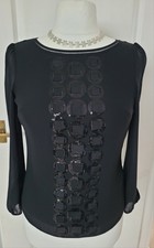 Principles Petite, Ben De Lisi, Women's Black Long Sleeve, sequin Blouse, Size 8