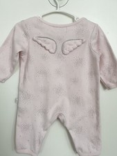 Albetta Pink & Silver Romper / Babygrow / Sleepsuit With Angel Wings 0-3 months