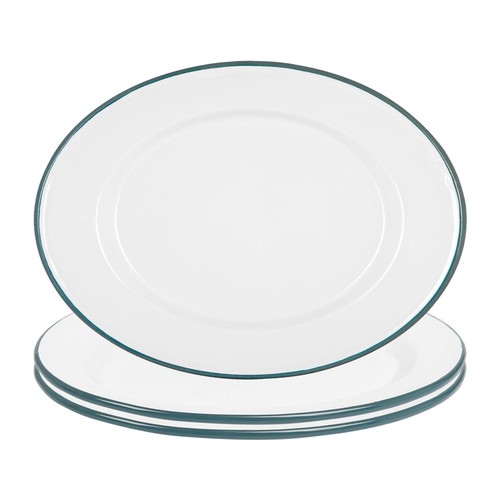 White enamel serving platters - white,