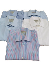 Hawes & Curtis Shirts x 5 Mens Size Large Short Sleeve Tailored Fit Blue White