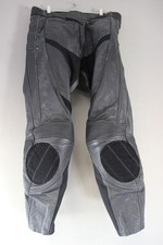 WEISE BLACK LEATHER BIKER TROUSERS WITH HIP & KNEE CE ARMOUR WAIST 32/LEG 32"