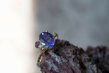 AAA Tanzanite & Diamond 14k Gold Ring
