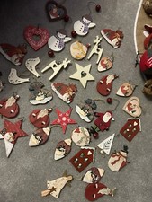 Hanging Traditional Wooden Christmas Decorations Over 30