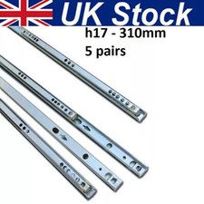 5 Pairs 17mm Metal Ball Bearing Drawer Runners Slides 310mm Draw Depth~
