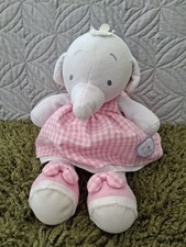 RARE  HUMPHREYS CORNER LOTTIE ELEPHANT GUND VINTAGE 2002 PINK GINGHAM DRESS VGUC