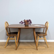 Vintage Ercol Model 383 Drop Leaf Plank Dining Table