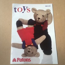 vintage Knit Toy Teddy pattern book Childrens Kids 80s 90s Patons PBN N 376