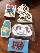 5 Erasers Vintage 
