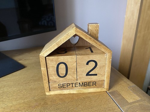 Wooden block calendar ornament - wooden,