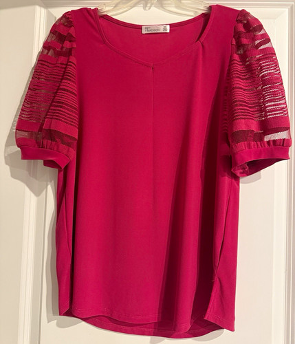 Pink solid neck sheer - pink,