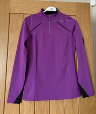 Mizuno Warmalite Purple Running Top ~ Thumb Holes ~ Zip Pocket ~ XS