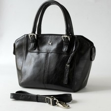 BLACK LEATHER TOP HANDLE BAG 
