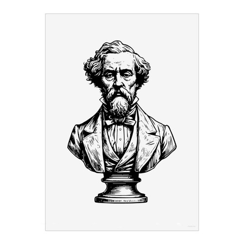 Charles dickens bust wall - dickens,