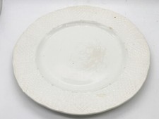 VINTAGE WHITE IRONSTONE PLATE BY BURLEIGH MADE IN ENGLAND EMBOSSED EDGING