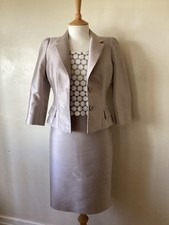 HOBBS SILK BLEND LACE DETAIL DRESS SUIT WEDDING OUTFIT MOTHER OF THE BRIDE UK 8