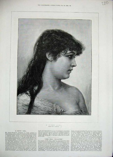 Original old antique print - old,