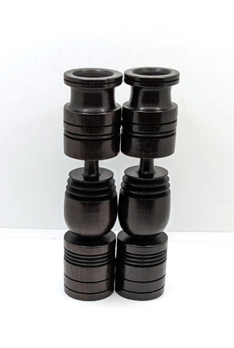 Pair ebony candle holders - of,