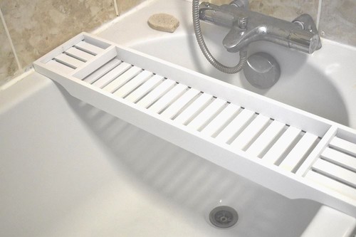 White bathtub caddy tray - bathtub,