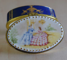 DELPRADO COLLECTION EP13 PORCELAIN HINGED TRINKET PILL BOX BLUE GOLDEN LADIES