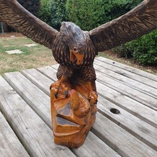 Vintage USSR Eagle & Snake Wood Carved Sculpture large 1m wingspan H13.3" 2.4.kg