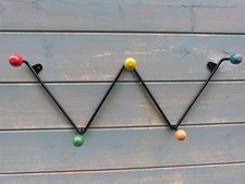 ORIGINAL 1960s COAT HAT RACK WALL MOUNTED VINTAGE ATOMIC METAL WOOD SPUTNIK