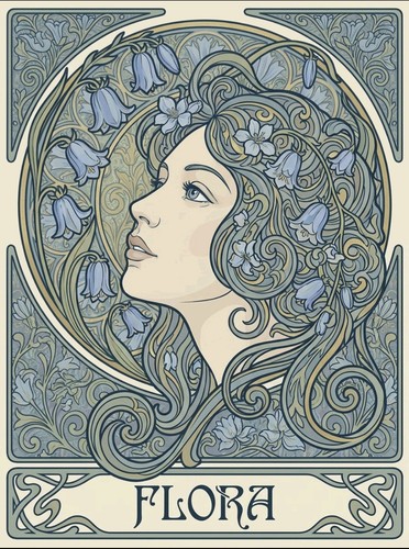 Art nouveau bluebell - art,