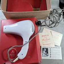 1950s Pifco Electric Hairdryer, White, 2-pin plug, original box. Untested