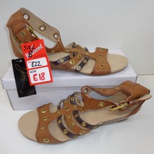 Gluv Ladies Womens Camel Flats Mules Gladiator Summer Sandals Shoes New Size 8