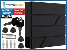 BLACK LARGE LETTER BOX POST MAIL BOX WALL MOUNTED MODERN LOCKABLE WITH KEYS 49-1