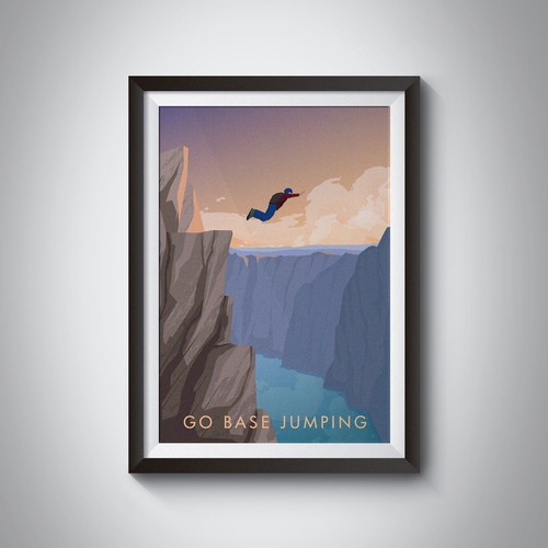 Base jumping travel poster - jumping,