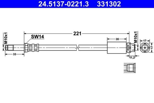 Brake hose ate - fits, x1