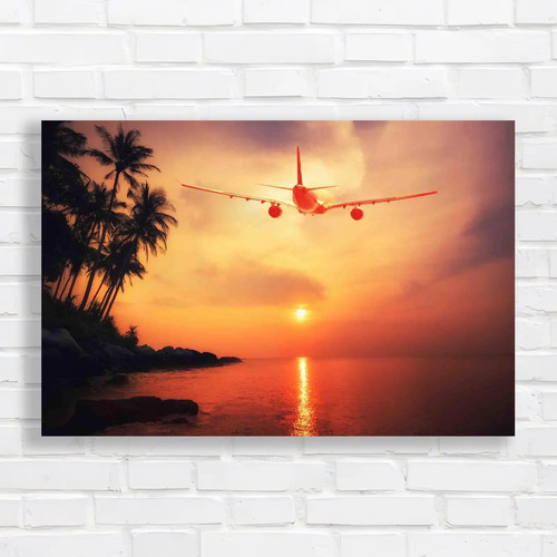 Airplane soaring over tropical - over,