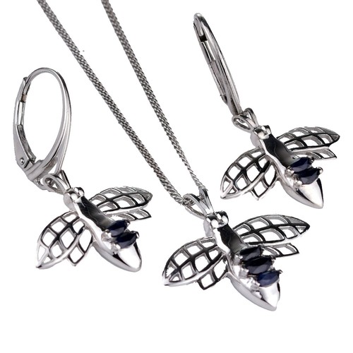 Natural sapphire bee set - natural,