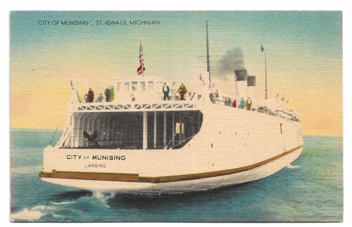 Postcard usa car ferry city - usa,