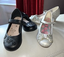Girls shoes Bundle size 13 Black Tu School New, Silver Sparkle (Worn Once) Heel