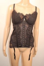 FIGLEAVES SEXY SHEER STRETCH NYLON & LACE BASQUE, CORSET 4 SUSPENDERS, 44B-C 22