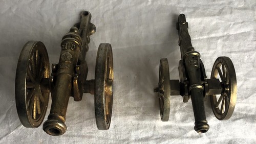 Pair diecast metal cannons - pair, of