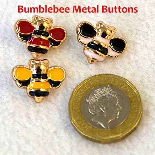 Bumble bee metal button - bumble,