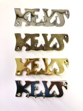KEY RACK HOLDER 4 HOOK CHROME, BRONZE, BRASS, SHINY NICKEL + SCREWS