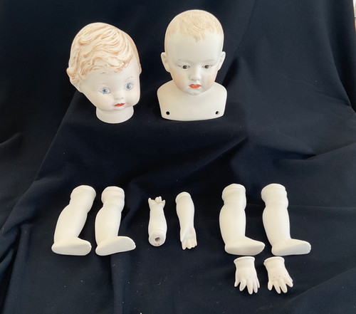Bisque dolls heads legs - dolls,