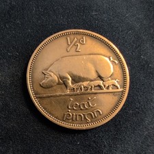 1946 Irish Half Penny Coin Old