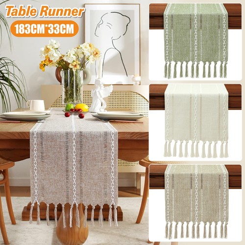 Boho linen table runner home - boho,