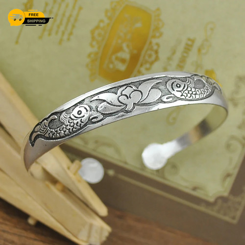 Vintage tibetan silver cuff - tibetan,