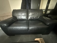DFS Black Leather Sofa 2-Seater