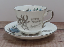 Hostess Tableware Fine Bone China "Silver Wedding" Tea Cup and Saucer