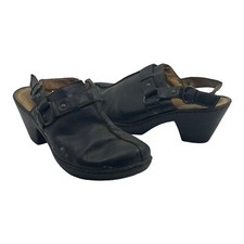 BORN Womens 9 Leather Wedge Slingback Mules Clogs WORN Shoes WELL LOVED