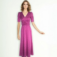 Vintage 70s Women’s Maxi Dress Floral Print Short Sleeve Size 10 Retro Boho 70s