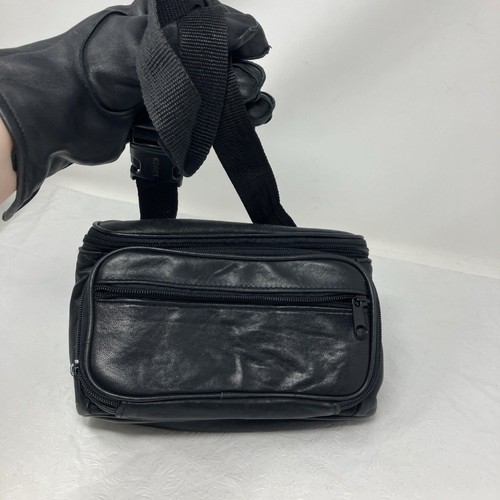 Vtg koret black leather fanny - koret,